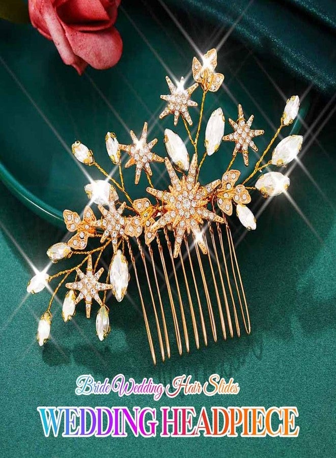 Latious Crystal Wedding Hair Comb Gold Star Bridal Hair Pieces Rhinestone Goddess Hair Accessories for Women and Brides - Image 2